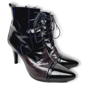 HISPANITAS Booties Lace-up Stiletto Heels Oxford Patent Leather Sz 6.5 | Eur 37